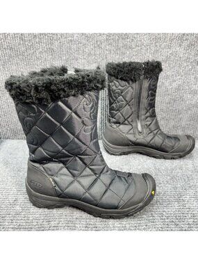 Keen Dry Burlington Boots Womens 10 Black Insulated Snow Mid Calf Quilted Zip